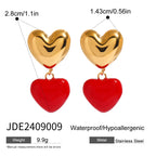 Pendientes colgantes de amor con aceite rojo goteante, chapados en oro de 18K, para mujer, acero inoxidable, antialérgicos, joyería de moda, regalo para gala