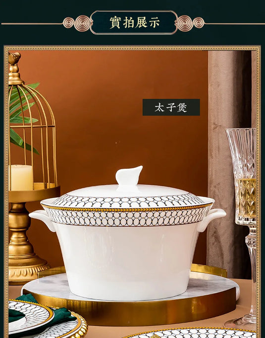 Vaisselle en céramique de Jingdezhen, ensemble de plats en porcelaine osseuse