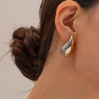 Boucles d'oreilles assorties couleur or et argent en acier inoxydable sans ternir plaqué or 18 carats goutte d'eau bijoux d'oreille légers de luxe pour femmes