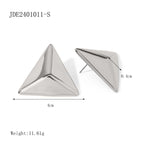 18k Gold Plated Stainless Steel Minimalist Fashion Smooth Triangle Design Earrings Prevent Allergy Trendy Charm Jewelry