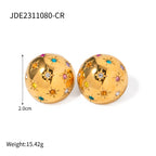 18k Gold Plated Delicate Stainless Steel Star Hemisphere Earrings Inlay Rhinestone Light Cozy Rust Proof Bijoux Femme Gala Gift - Grand Goldman
