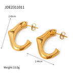 Pendientes triangulares en forma de C minimalistas de acero inoxidable Personalidad encanto chapado en oro de 18K Regalo elegante Joyería impermeable