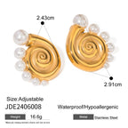 18K PVD-beschichteter Edelstahl Minimalistischer Conch mit Halbkreis-Muschelperlenohrring Hochwertiger Stilvoller Rostfreier Schmuck