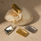 Plettet fri rustfrit stål Chunky geometriske usædvanlige rektangulære øreringe Geometriske frostede 18k PVD guldbelagte smykker til kvinder