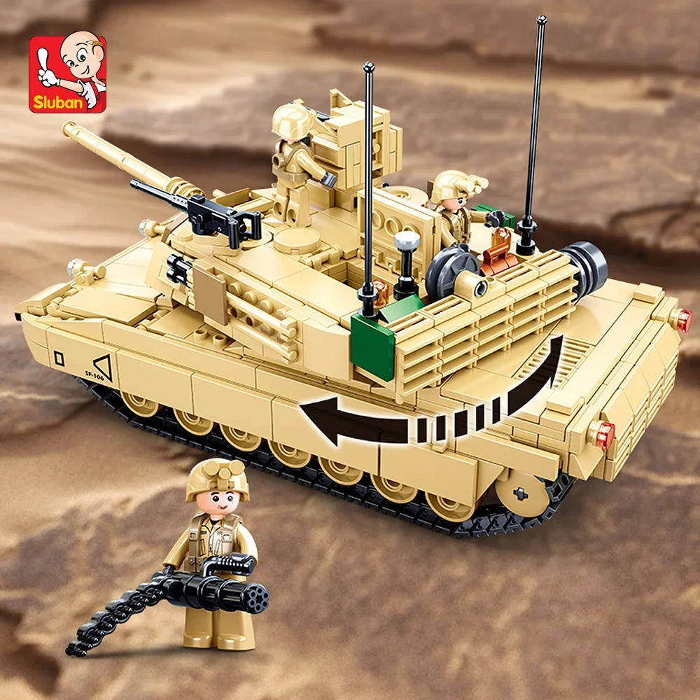 781PCS Military Series Model Building Block Toys, M1A2 Tank Model Creative DIY Toy Assembled Building Blocks Kit