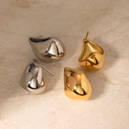 Stainless Steel Waterproof 18k Gold Plated Geometric Simple Beanie Water Drop Earrings Stylish Anti Allergic Distinctive Jewelry