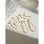 18K PVD-beschichteter Edelstahl Minimalistische Quaste Puder Guss Runde Zirkon Ohrringe Wasserdicht Hochwertiger Damenschmuck