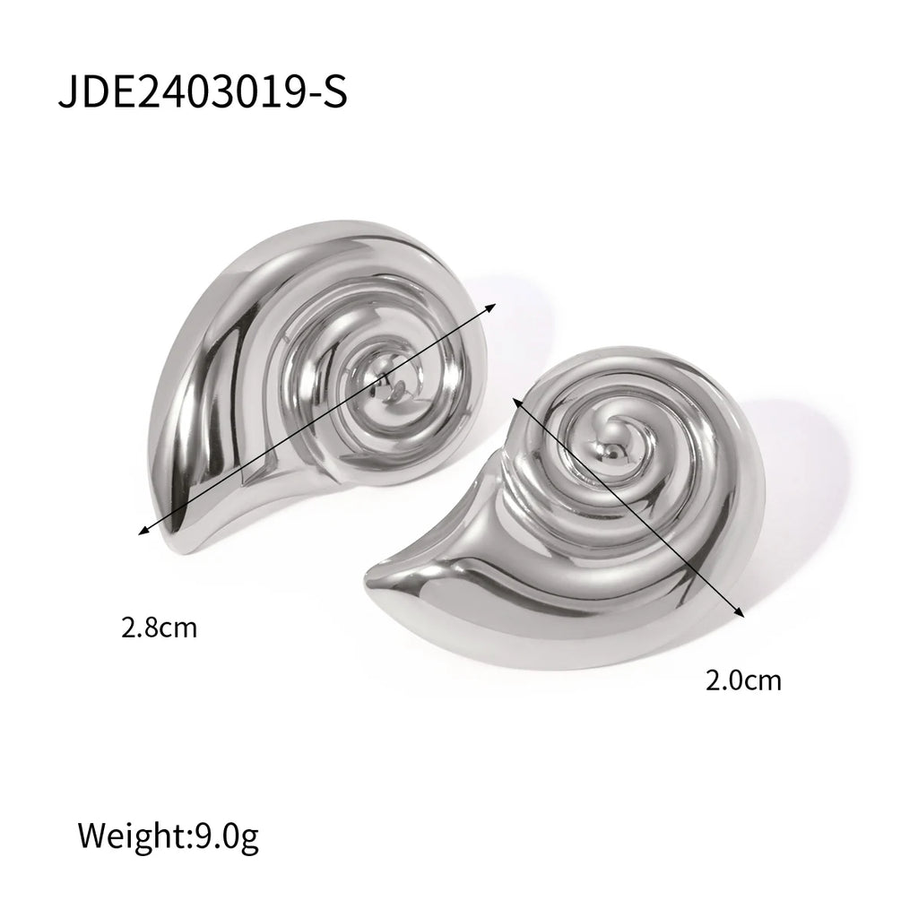 Charm Puffs Design 18K Edelstahl Metall Rostfreier Konch Spirale Form Ohrringe Wasserdichter Schmuck Aretes Frauen