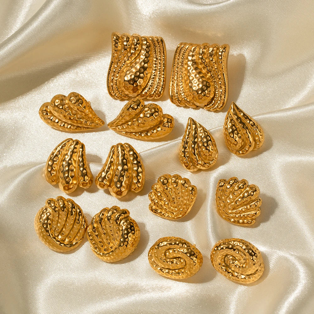 18K PVD forgyldt rustfrit stål Gevind kombinationsserie øreringe Metallic Series Charm Plettet Gratis Trendy smykker Bijoux