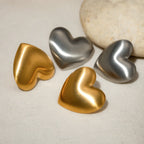 Stainless Steel Vintage Brushed Love Heart Stud Earrings PVD 18k Plated High Quality Free Temperament Charm Jewelry for Women - Grand Goldman