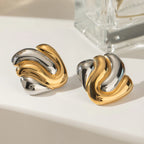 18K PVD-beschichtete Edelstahl-Ohrringe mit unregelmäßigen Erhebungen in Farbangleichung, geometrisch, wasserdicht, exquisite Schmuckgeschenke für Frauen