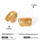 Minimalistische roestvrijstalen meerlaagse winding veer-vormige oorclip 18K goud verguld trendy waterbestendige stijlvolle sieraden