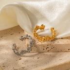 Modischer Edelstahl wasserdichter Blumenserie offener Ring Persönlichkeit Charms 18K PVD Echtgold 18K plattiert trendiger Schmuck