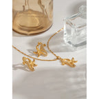 Orecchini e collana con ciondolo a cavalluccio marino e stella marina in acciaio inossidabile 18K impermeabile con strass adesivi, donna, anallergici, gioielli eleganti e affascinanti