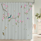 Flowers and Birds pattern Shower Curtain 3D Bath Screen Waterproof Fabric Bathroom Decor 240X180cm With Hook Shower Curtains