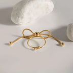 Minimalist Yay Püskül Küpe Açık Yüzük Kolye Kombinasyonu Takı Kadınlar Trendy 18K Altın Paslanmaz Çelik Günlük Kullanım