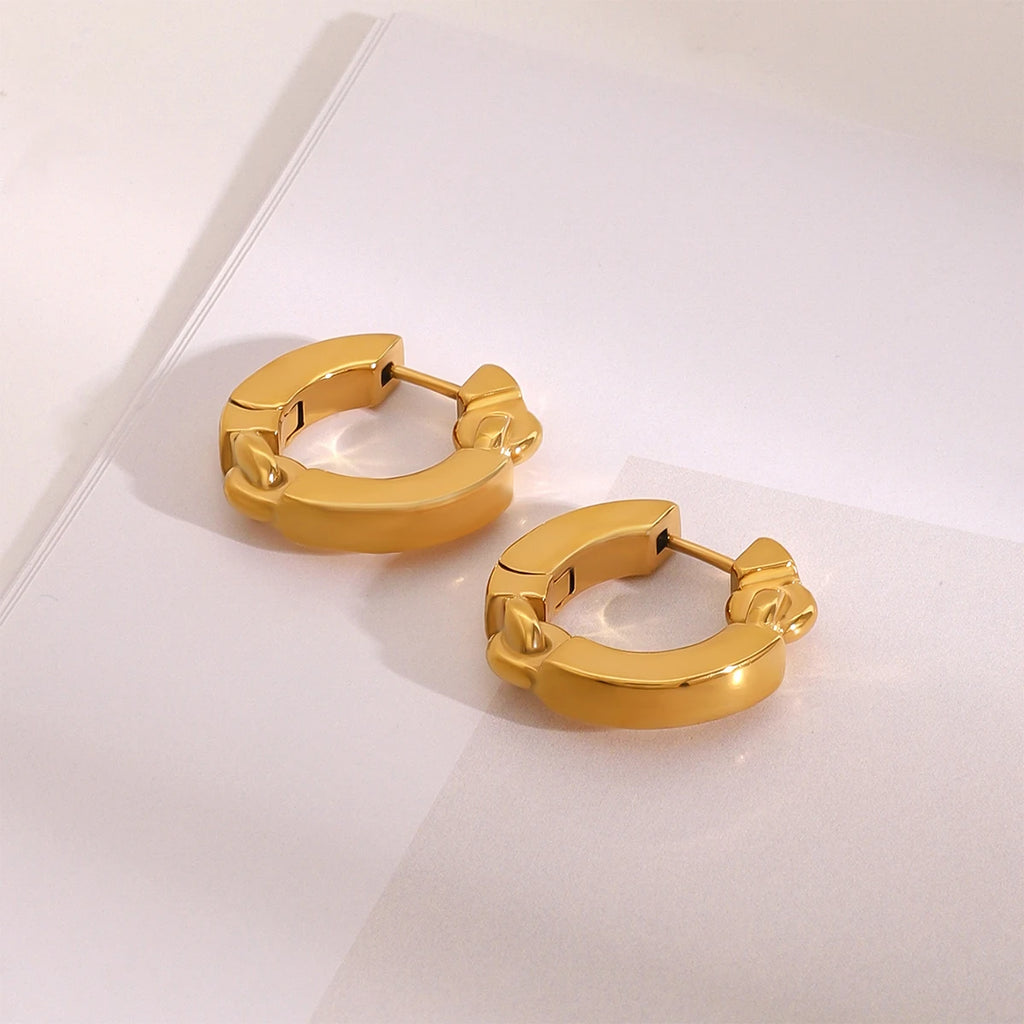 18k Gold Plated Stainless Steel GVintage Nichel Round Light Luxury High-end Earrings Women Rust Proof Exquisite Jewelry