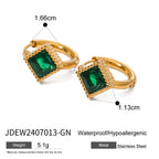 Pendientes de botón cuadrados acanalados de circonia blanca de acero inoxidable 18K Accesorios para mujeres Antialérgicos Joyería de declaración Accesorios