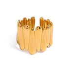 Minimalistische 18K Goud Vergulde Roestvrijstalen Glanzende Waterdruppel Kruis Ontwerp Open Ring Dames Dagelijks Metalen Textuur Modieuze Sieraden