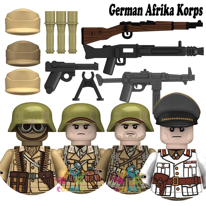 Kids Toys WW2 Building Blocks 4pcs/set US UK Soviet Soldiers Mini Action Figures Educational Toys For Kids Boys Christmas Gifts