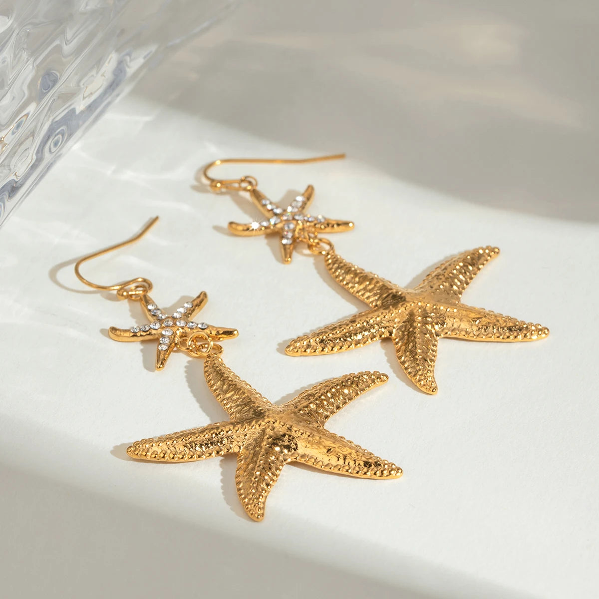 Beach Anti Allergic Stainless Steel 18K Starfish Ocean Style Hook Earrings Women Rust-proof Attractive Jewelry Accessories