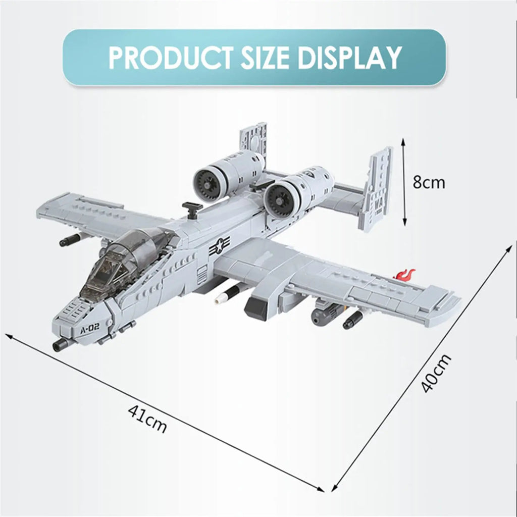 961PCS WW2 A10 Warthog Plane Fighter Jet Building Blocks Set Air Force Airplane Model Kits Bricks Toy Gifts for Teens and Adults