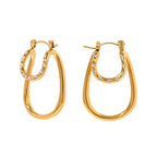 Geometrische wasserdichte 18k vergoldete Edelstahl-Ohrringe mit doppelter Schicht, gebogen, Charme, Metall, Statement, antiallergischer Schmuck