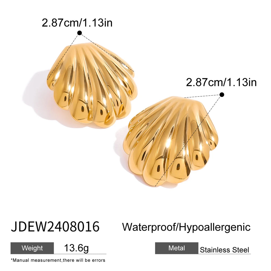 18K vergoldete Edelstahl-Ohrringe mit glatter, pummeliger Oberfläche, Damen Charms, Metallstruktur, wasserdichter Schmuck, Gala-Geschenk