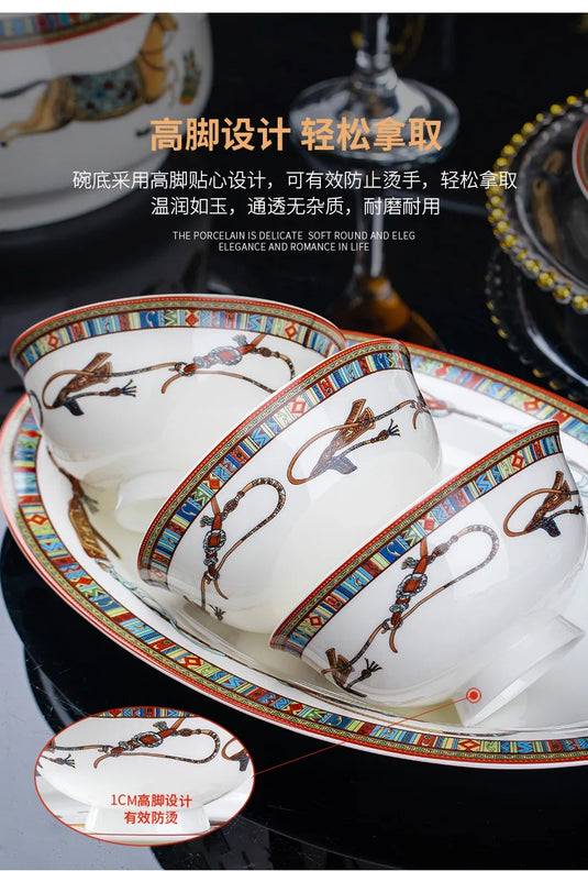 Jingdezhen Ceramic Tableware European Style Side Bowls, Dishes and Dishes Set for Home Use