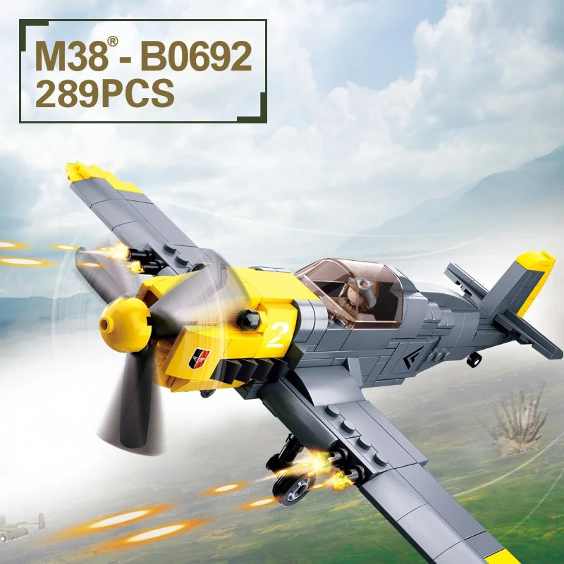 289PCS WW2 Fighter Model Building Blocks Set Military Plane Bricks Educational Toy for Children