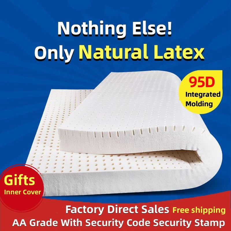 Premium 100% Natural Thailand Latex Mattress Topper – Customizable, Foldable, Breathable, and Neck/Back Pain-Relieving