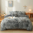 Ultra Soft Black Faux Fur 3-Piece Queen Comforter Set – Plush Fluffy Bedding with Duvet Cover and 2 Pillowcases