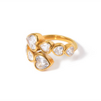 Anillo entrelazado de zirconia cúbica en forma de corazón de amor delicado con brillo de acero inoxidable 18K, joyería chapada resistente al agua 2024 regalo