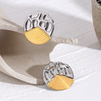 18k Gold Plated Vintage Threaded Concave Convex Irregular Earrings Stainless Steel Women Exquisite Jewelry Bijoux Femme