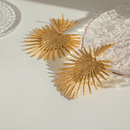 Trendy 18k Stainless Steel Vintage Exaggerated Ginkgo Biloba Leaf Earrings Prevent Allergy Charm Daily Jewelry Party Bijoux