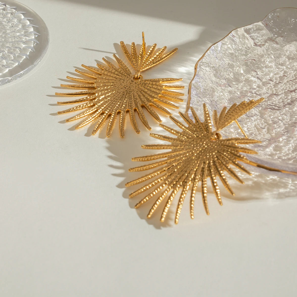 Trendy 18k Stainless Steel Vintage Exaggerated Ginkgo Biloba Leaf Earrings Prevent Allergy Charm Daily Jewelry Party Bijoux