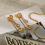 Minimalistische 18k vergoldete Edelstahl-Hammerkorn-Liebe-Herz-Quasten-Ohrringe für Frauen, allergiepräventiver Charmschmuck