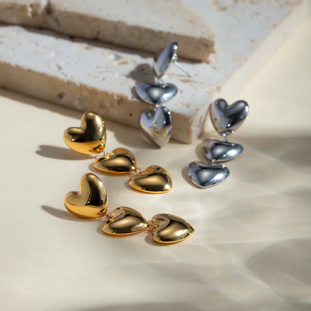 Серьги-подвески из нержавеющей стали 18K минималистичные, устойчивые к ржавчине, гладкие, в форме сердца любви, бесплатное очарование темперамента, ювелирные изделия для женщин, вечеринка