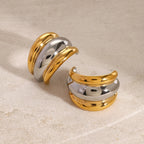 Minimalist 18k Gold Plated Stainless Steel Gold Silver Color Smooth Stud Earring Women Trendy Charm Jewelry Bijoux Femme