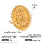 Metaltekstureret 18K guldbelagte geometriske runde gevind, åbne ring ørestikkere sæt rustfrit stål Chunky anløbningssikre smykker
