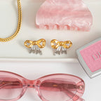 Kreative 18k vergoldete Edelstahl-Ohrringe mit gold-silberfarbenem Blockdesign und Schleife für Damen, personalisiert, rostfrei, stilvoller Schmuck