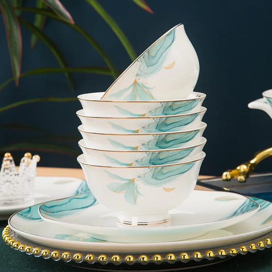 Service de table en porcelaine d'os de Jingdezhen Bols et plats en céramique pour la maison