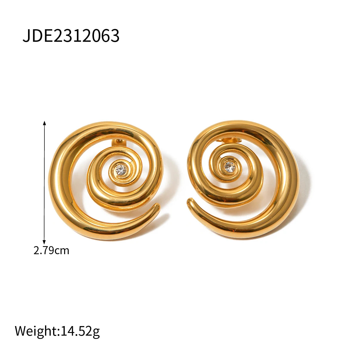 Roestvrijstalen Spiraal Ontwerp Oorknopje Nieuwe Metaalstructuur 18 K Verguld Modieuze Ketting Waterdichte Sieraden Bijoux Femme Cadeau