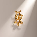 2024 Delicate Stainless Steel 18k Gold Stainless Steel Flower Shaped Earrings Inlay With Pearls Light Cozy Jewelry for Women - Grand Goldman