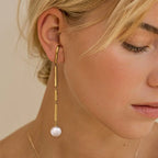 Geometrische 18K vergoldete Paar Quasten-Perlen-Anhänger-Ohrringe aus Edelstahl für Damen, rostfrei, stilvoller Charmschmuck