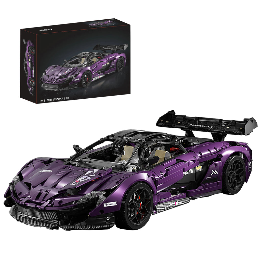 3500+PCS 1:8 Scale Purple Technology Supercar Building Block Kit Electroplated Racing Model Complex Assembly Toy for Adults