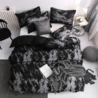 3pcs Couple Black Duvet Cover with Pillowcase Comforter Bedding Set – Queen, King, Single, Full Size Bedding Products Ropa de Cama