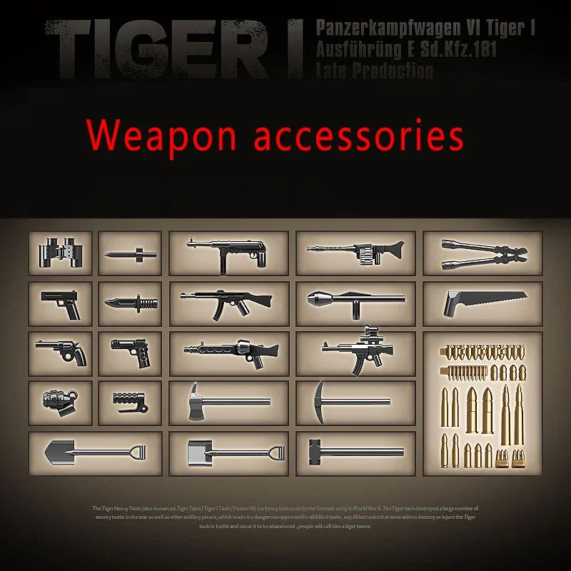 Military WW2 Tiger I Heavy Tank Building Blocks KV-2 Panther Tanks Army Weapons Soldiers Bricks Kids Toys Children Birthday Gift