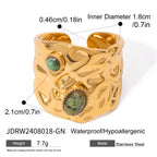 Креативное кольцо из нержавеющей стали с геометрическим круглым гладким отверстием, инкрустация агатом, позолоченное 18К, женское, антиаллергенное, модное украшение