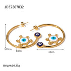 Stainless Steel Waterproof Light Luxury 18K Gold Plated C Loop Devil's Eye Exaggerated Earrings For Women Ear Jewelry